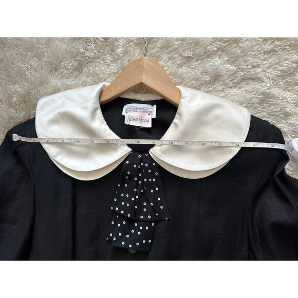 Vintage NWT Daniel Barrett for Neiman Marcus Black Peter Pan Collar Dress Sz 14 - Picture 6 of 12